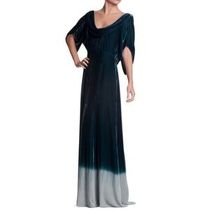 BCBGMaxAzria RUNWAY Teal and Gray Ombre Women's Gown
